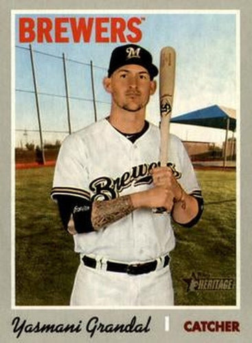 #506 Yasmani Grandal - Milwaukee Brewers - 2019 Topps Heritage Baseball