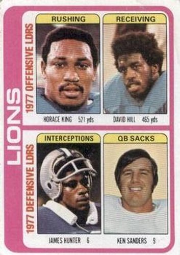 #509 Horace King / David Hill / James Hunter / Ken Sanders - Detroit Lions - 1978 Topps Football