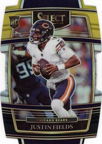 #50 Justin Fields - Chicago Bears - 2021 Panini Select - Black and Gold Prizm Die Cut Football