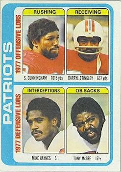 #516 Sam Cunningham / Darryl Stingley / Mike Haynes / Tony McGee - New England Patriots - 1978 Topps Football