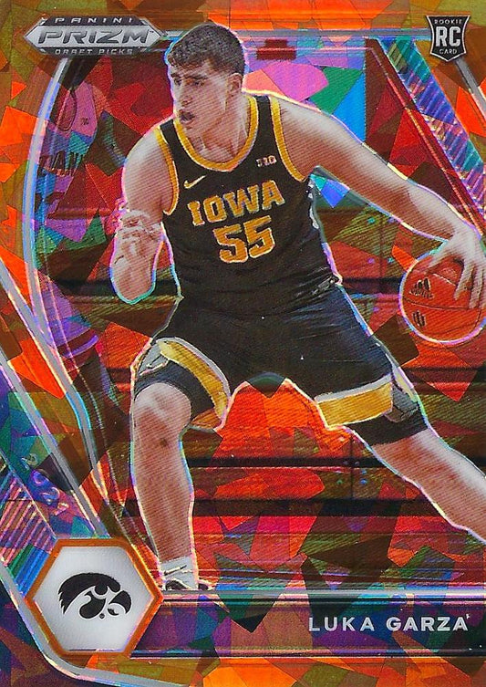 #51 Luka Garza - Iowa Hawkeyes - 2021 Panini Prizm Draft Picks - Orange Ice Basketball