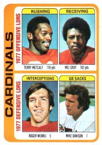 #523 Terry Metcalf / Mel Gray / Roger Wehrli / Mike Dawson - St. Louis Cardinals - 1978 Topps Football