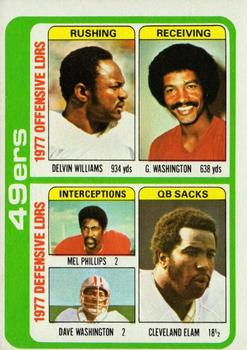 #525 Delvin Williams / Gene Washington / Mel Phillips / Dave Washington / Cleveland Elam - San Francisco 49ers - 1978 Topps Football