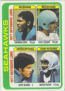 #526 Sherman Smith / Steve Largent / Autry Beamon / Walter Packer - Seattle Seahawks - 1978 Topps Football