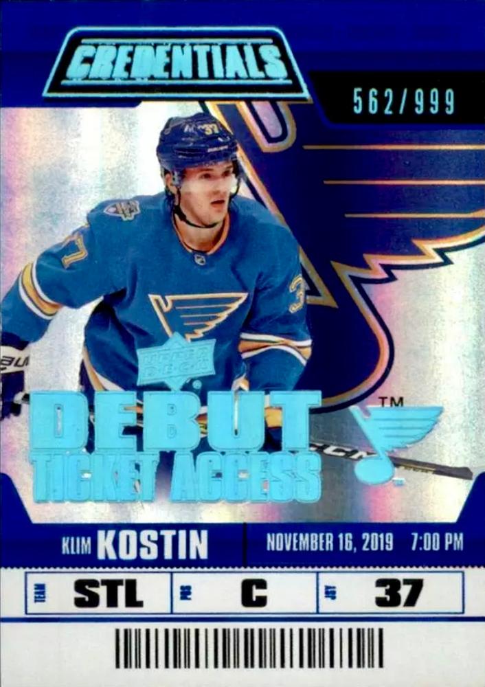 #52 Klim Kostin - St. Louis Blues - 2019-20 Upper Deck Credentials Hockey