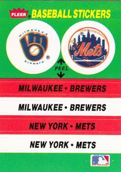 #53 Milwaukee Brewers / New York Mets - Milwaukee Brewers / New York Mets / Kansas City Royals - 1988 Fleer - Team Stickers Baseball