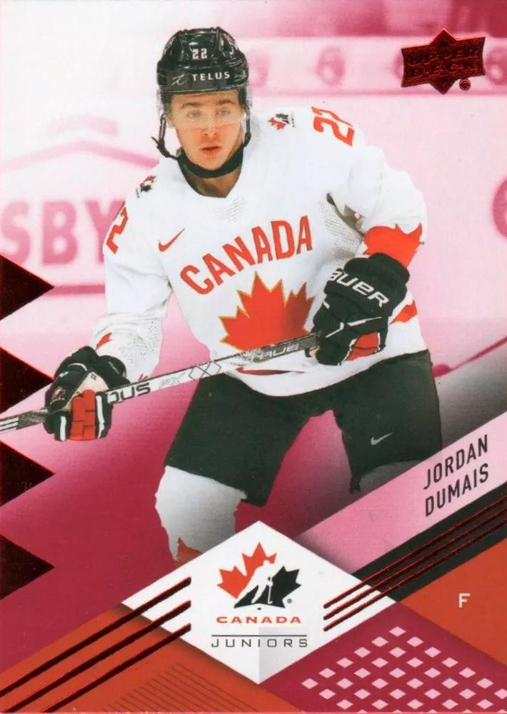 #54 Jordan Dumais - Canada - 2024 Upper Deck Team Canada Juniors - Red Foil Hockey