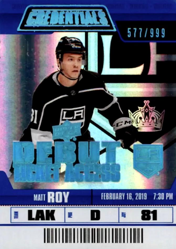 #54 Matt Roy - Los Angeles Kings - 2019-20 Upper Deck Credentials Hockey