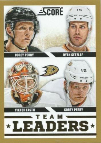 #551 Corey Perry / Ryan Getzlaf / Viktor Fasth - Anaheim Ducks - 2013-14 Score - Gold Hockey