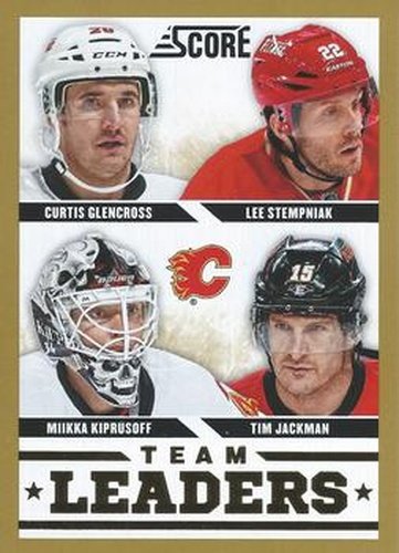 #554 Curtis Glencross / Lee Stempniak / Miikka Kiprusoff / Tim Jackman - Calgary Flames - 2013-14 Score - Gold Hockey