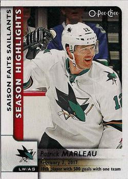 #557 Patrick Marleau - San Jose Sharks - 2017-18 O-Pee-Chee Hockey