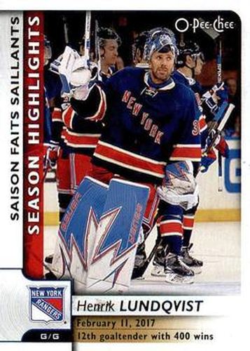 #559 Henrik Lundqvist - New York Rangers - 2017-18 O-Pee-Chee Hockey