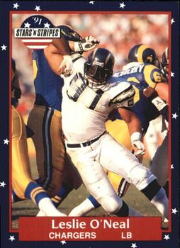 #55 Leslie O'Neal - San Diego Chargers - 1991 Fleer Stars 'n Stripes Football