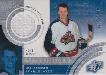 #138b Matt Davidson - Columbus Blue Jackets - 2001-02 SPx Hockey