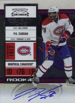 #142 P.K. Subban - Montreal Canadiens - 2010-11 Playoff Contenders Hockey
