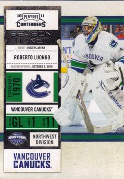 #39 Roberto Luongo - Vancouver Canucks - 2010-11 Playoff Contenders Hockey