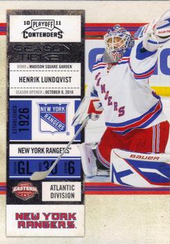 #72 Henrik Lundqvist - New York Rangers - 2010-11 Playoff Contenders Hockey