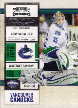 #79 Cory Schneider - Vancouver Canucks - 2010-11 Playoff Contenders Hockey