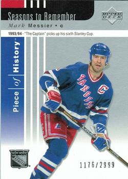 #108 Mark Messier - New York Rangers - 2002-03 Upper Deck Piece of History Hockey