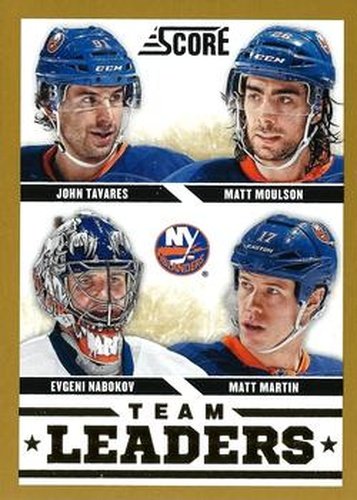 #568 Evgeni Nabokov / John Tavares / Matt Martin / Matt Moulson - New York Islanders - 2013-14 Score - Gold Hockey