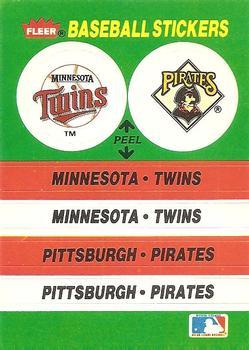 #56 Minnesota Twins / Pittsburgh Pirates - Minnesota Twins / Pittsburgh Pirates - 1988 Fleer - Team Stickers Baseball