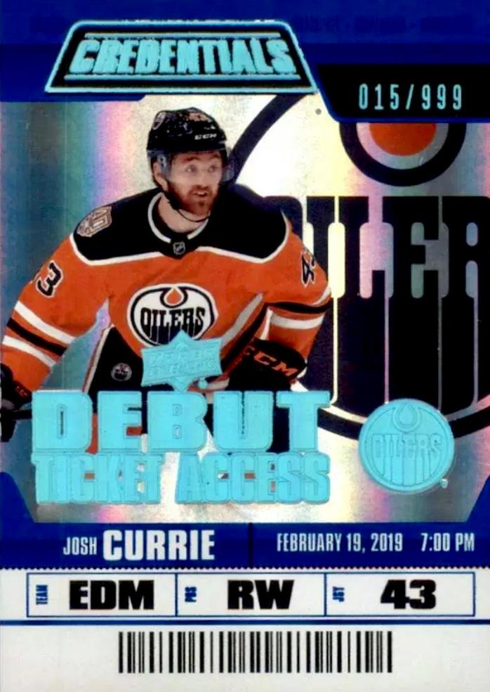 #56 Josh Currie - Edmonton Oilers - 2019-20 Upper Deck Credentials Hockey