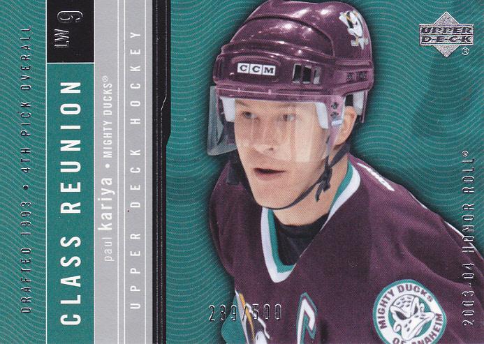 #124 Paul Kariya - Anaheim Mighty Ducks - 2003-04 Upper Deck Honor Roll Hockey