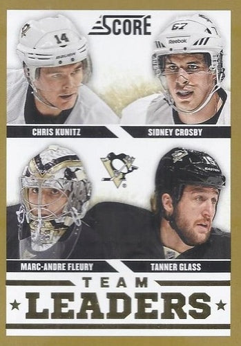 #573 Chris Kunitz / Marc-Andre Fleury / Sidney Crosby / Tanner Glass - Pittsburgh Penguins - 2013-14 Score - Gold Hockey