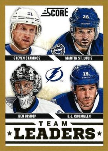 #576 B.J. Crombeen / Ben Bishop / Martin St. Louis / Steven Stamkos - Tampa Bay Lightning - 2013-14 Score - Gold Hockey
