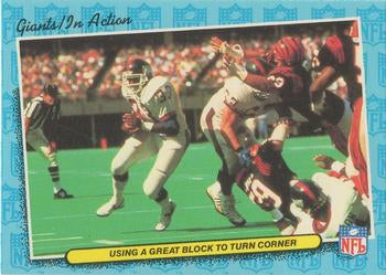 #57 Using a Great Block to Turn Corner 1986 schedule - New York Giants - 1986 Fleer Team Action Football