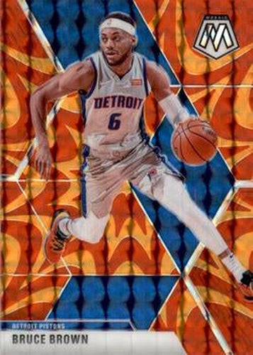 #57 Bruce Brown - Detroit Pistons - 2019-20 Panini Mosaic - Reactive Orange Basketball