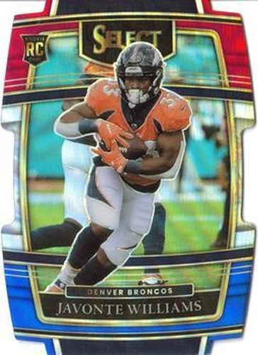 #57 Javonte Williams - Denver Broncos - 2021 Panini Select - Red and Blue Prizm Die Cut Football