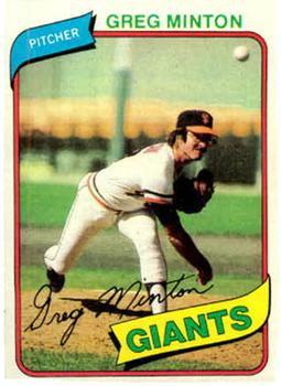 #588 Greg Minton - San Francisco Giants - 1980 Topps Baseball