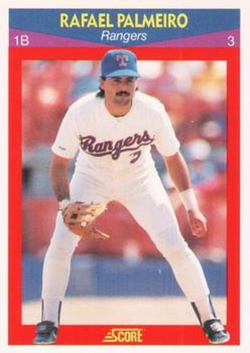 #58 Rafael Palmeiro - Texas Rangers - 1990 Score 100 Superstars Baseball