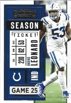 #59 Darius Leonard - Indianapolis Colts - 2020 Panini Contenders Football