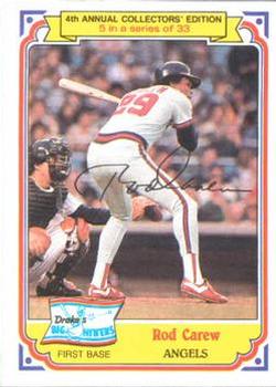 #5 Rod Carew - California Angels - 1984 Topps Drake's Big Hitters Baseball