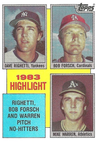 #5 Dave Righetti / Bob Forsch / Mike Warren - New York Yankees / St. Louis Cardinals / Oakland Athletics - 1984 Topps Baseball