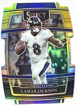#5 Lamar Jackson - Baltimore Ravens - 2021 Panini Select - Black and Gold Prizm Die Cut Football