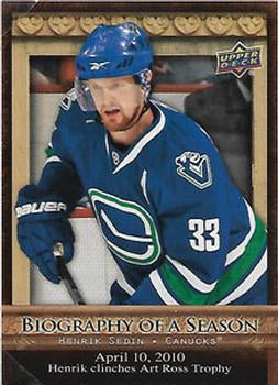 #BOS3 Henrik Sedin - Vancouver Canucks - 2010-11 Upper Deck - Biography of a Season Hockey