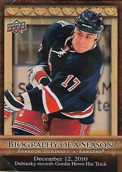 #BOS20 Brandon Dubinsky - New York Rangers - 2010-11 Upper Deck - Biography of a Season Hockey