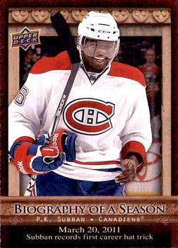 #BOS29 P.K. Subban - Montreal Canadiens - 2010-11 Upper Deck - Biography of a Season Hockey