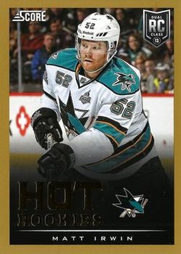 #618 Matt Irwin - San Jose Sharks - 2013-14 Score - Gold Hockey