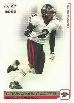 #61 Donnavan Carter - Ottawa Renegades - 2003 Pacific CFL Football