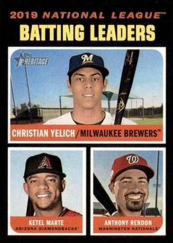 #62 2019 NL Batting Leaders Christian Yelich / Ketel Marte / Anthony Rendon - Milwaukee Brewers / Arizona Diamondbacks / Washington Nationals - 2020 Topps Heritage Baseball