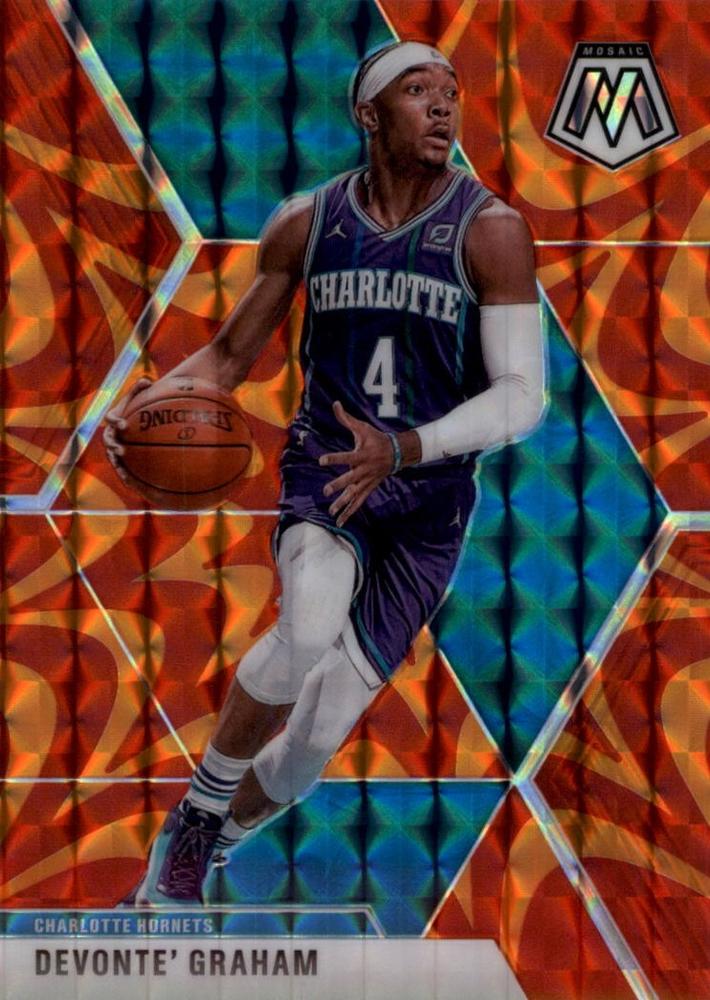 #62 Devonte' Graham - Charlotte Hornets - 2019-20 Panini Mosaic - Reactive Orange Basketball