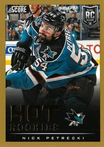 #634 Nick Petrecki - San Jose Sharks - 2013-14 Score - Gold Hockey