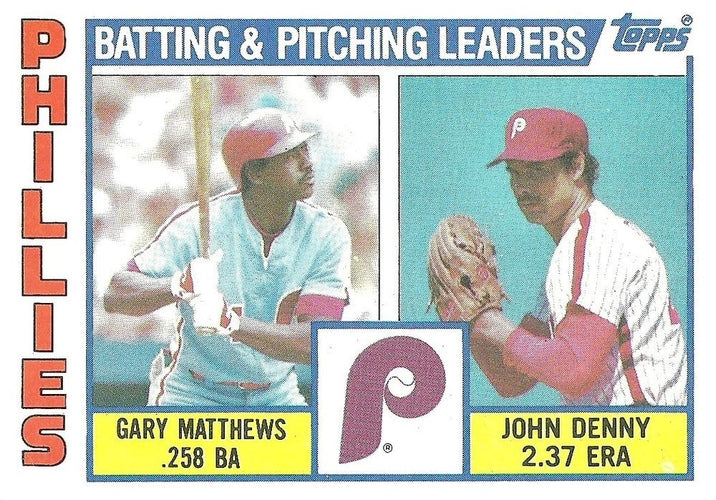 #637 Phillies Leaders / Checklist Gary Matthews / John Denny - Philadelphia Phillies - 1984 Topps Baseball