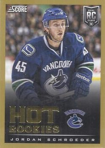 #637 Jordan Schroeder - Vancouver Canucks - 2013-14 Score - Gold Hockey
