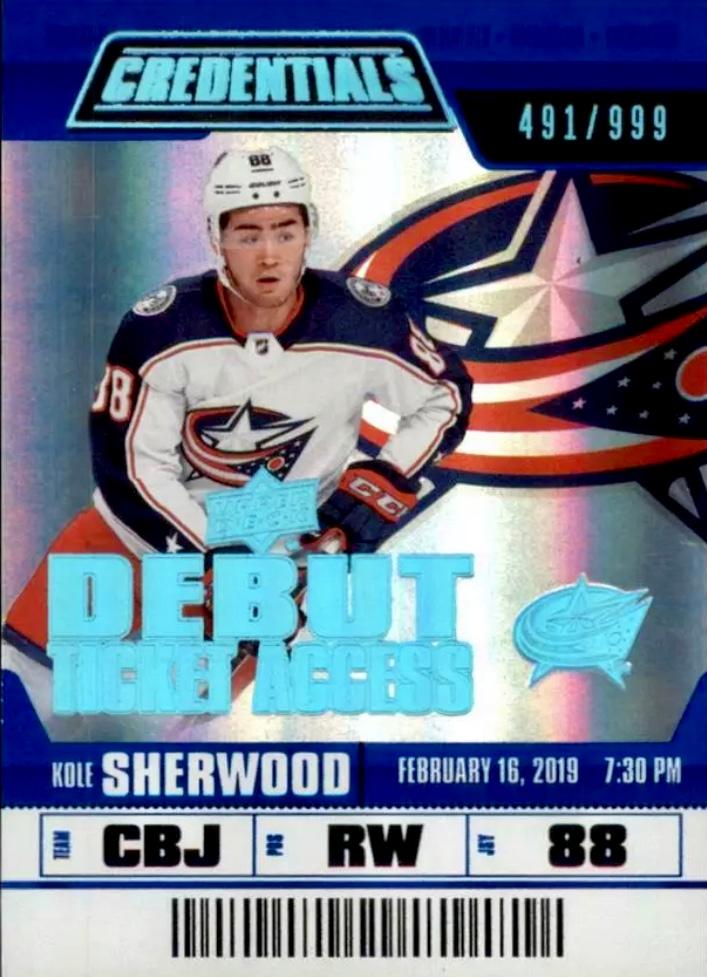 #63 Kole Sherwood - Columbus Blue Jackets - 2019-20 Upper Deck Credentials Hockey