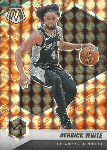 #63 Derrick White - San Antonio Spurs - 2020-21 Panini Mosaic - Mosaic Reactive Orange Basketball